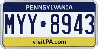 PA license plate MYY8943