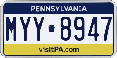 PA license plate MYY8947
