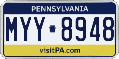 PA license plate MYY8948