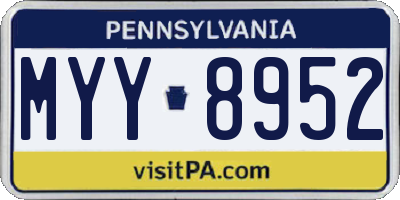 PA license plate MYY8952