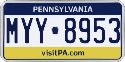 PA license plate MYY8953