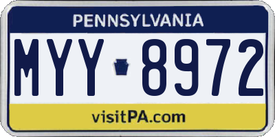 PA license plate MYY8972