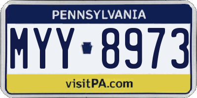 PA license plate MYY8973