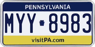 PA license plate MYY8983
