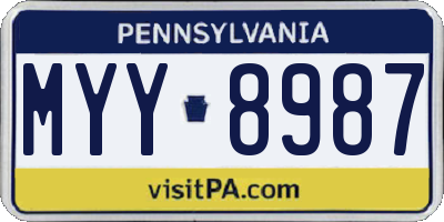 PA license plate MYY8987