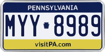 PA license plate MYY8989