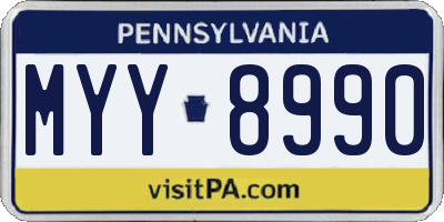 PA license plate MYY8990