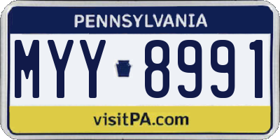 PA license plate MYY8991