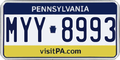 PA license plate MYY8993