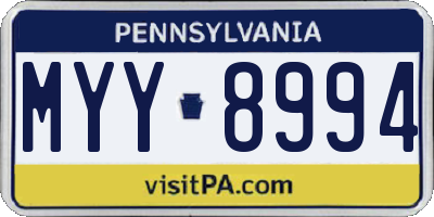PA license plate MYY8994