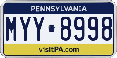 PA license plate MYY8998