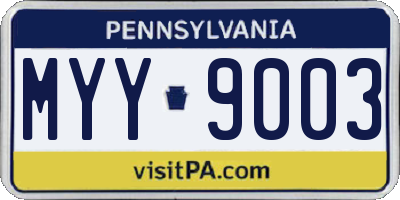 PA license plate MYY9003