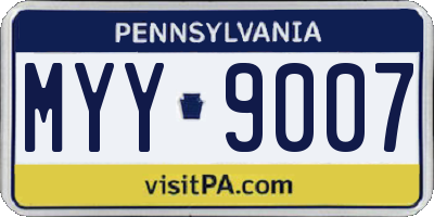 PA license plate MYY9007