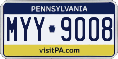 PA license plate MYY9008