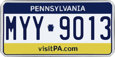 PA license plate MYY9013