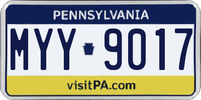 PA license plate MYY9017