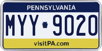 PA license plate MYY9020