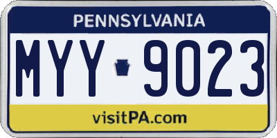 PA license plate MYY9023