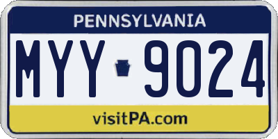 PA license plate MYY9024