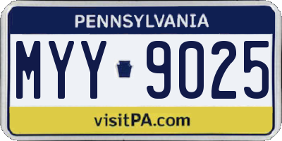 PA license plate MYY9025