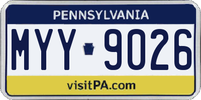 PA license plate MYY9026