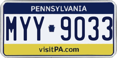 PA license plate MYY9033