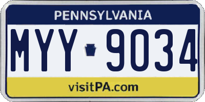 PA license plate MYY9034