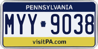 PA license plate MYY9038