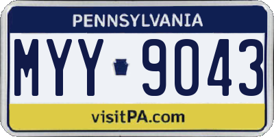 PA license plate MYY9043