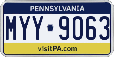 PA license plate MYY9063
