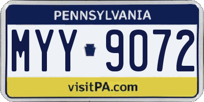 PA license plate MYY9072