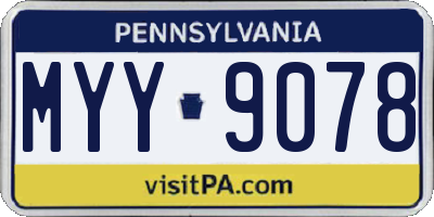 PA license plate MYY9078