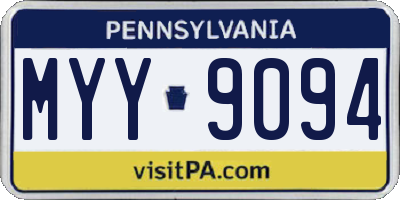 PA license plate MYY9094