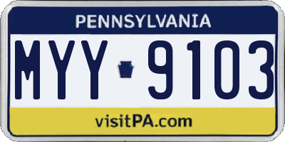 PA license plate MYY9103