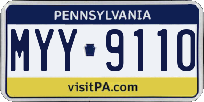 PA license plate MYY9110