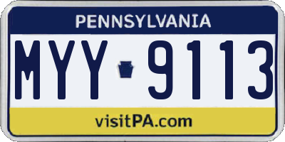 PA license plate MYY9113