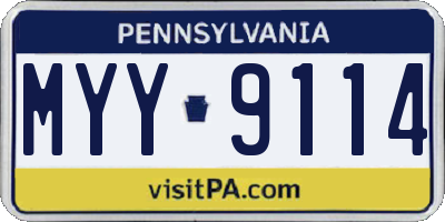PA license plate MYY9114