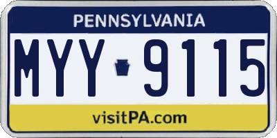 PA license plate MYY9115