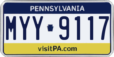 PA license plate MYY9117
