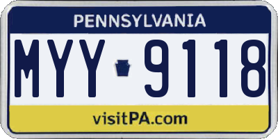 PA license plate MYY9118