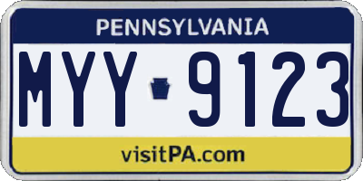 PA license plate MYY9123