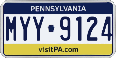 PA license plate MYY9124