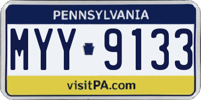 PA license plate MYY9133