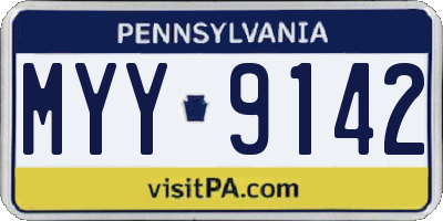 PA license plate MYY9142
