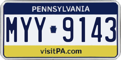 PA license plate MYY9143