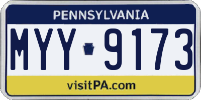 PA license plate MYY9173