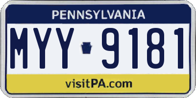 PA license plate MYY9181
