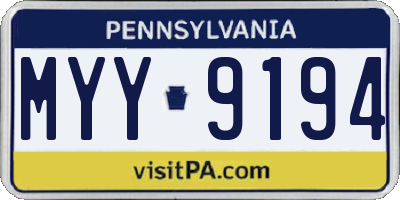 PA license plate MYY9194