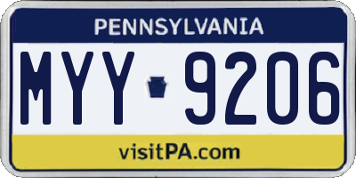 PA license plate MYY9206