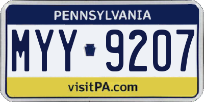 PA license plate MYY9207